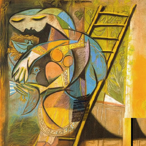 Пабло Пикассо. Женщина с голубями. 1930 г. Бумага, пастель.